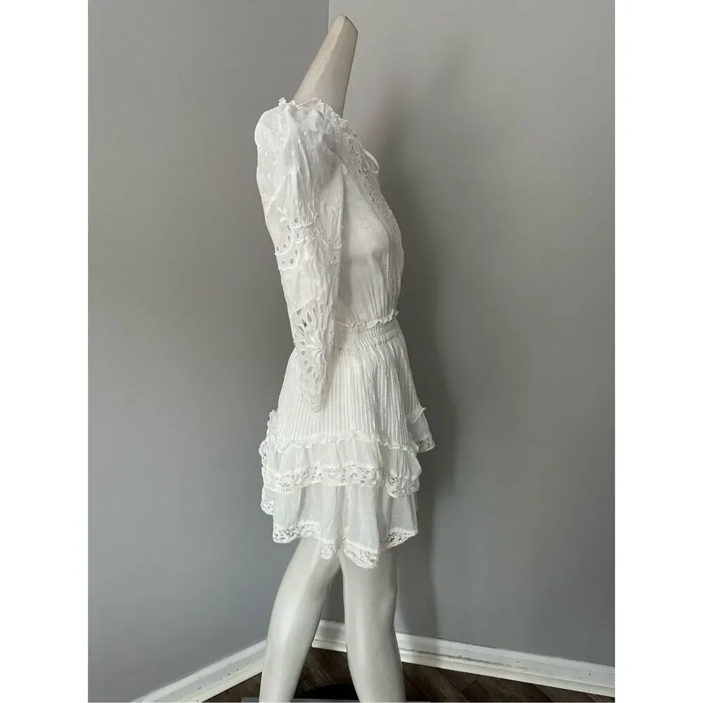 LoveShackFancy White Eyelet Lace Mini Dress - Picture 8 of 10